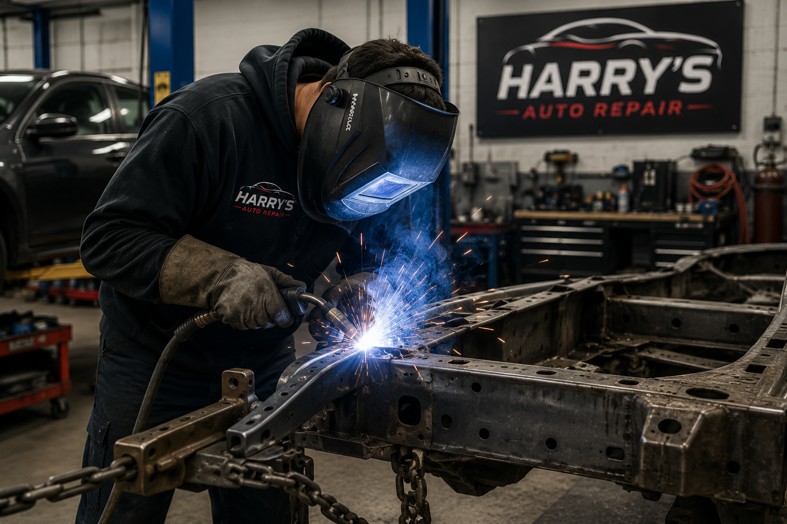 Heavy-line welding and structural repair at Harry's